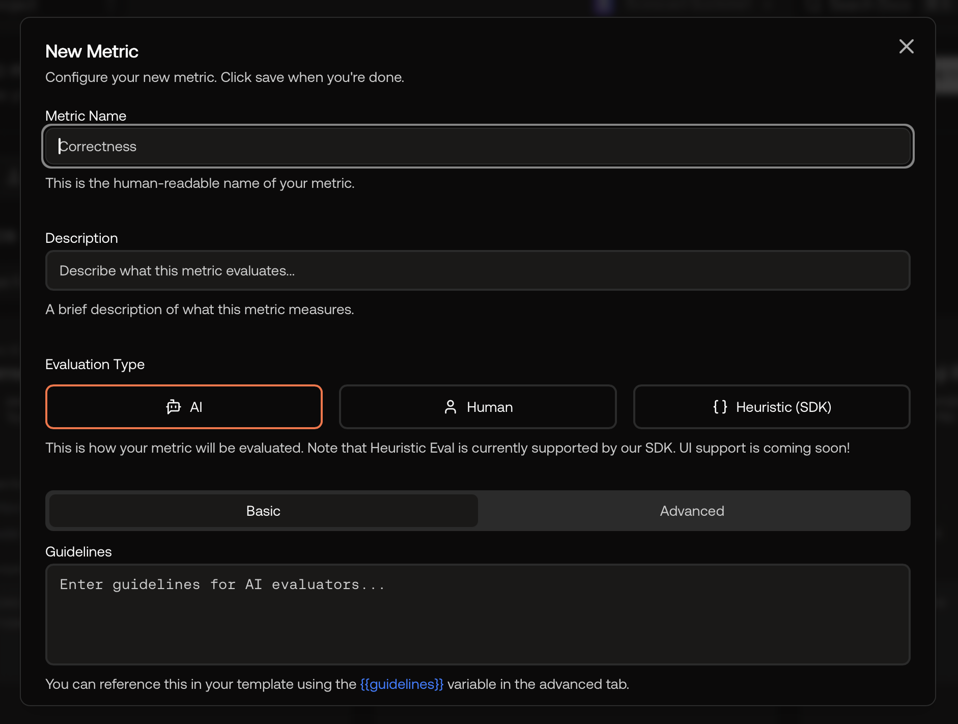 New Custom Metric
