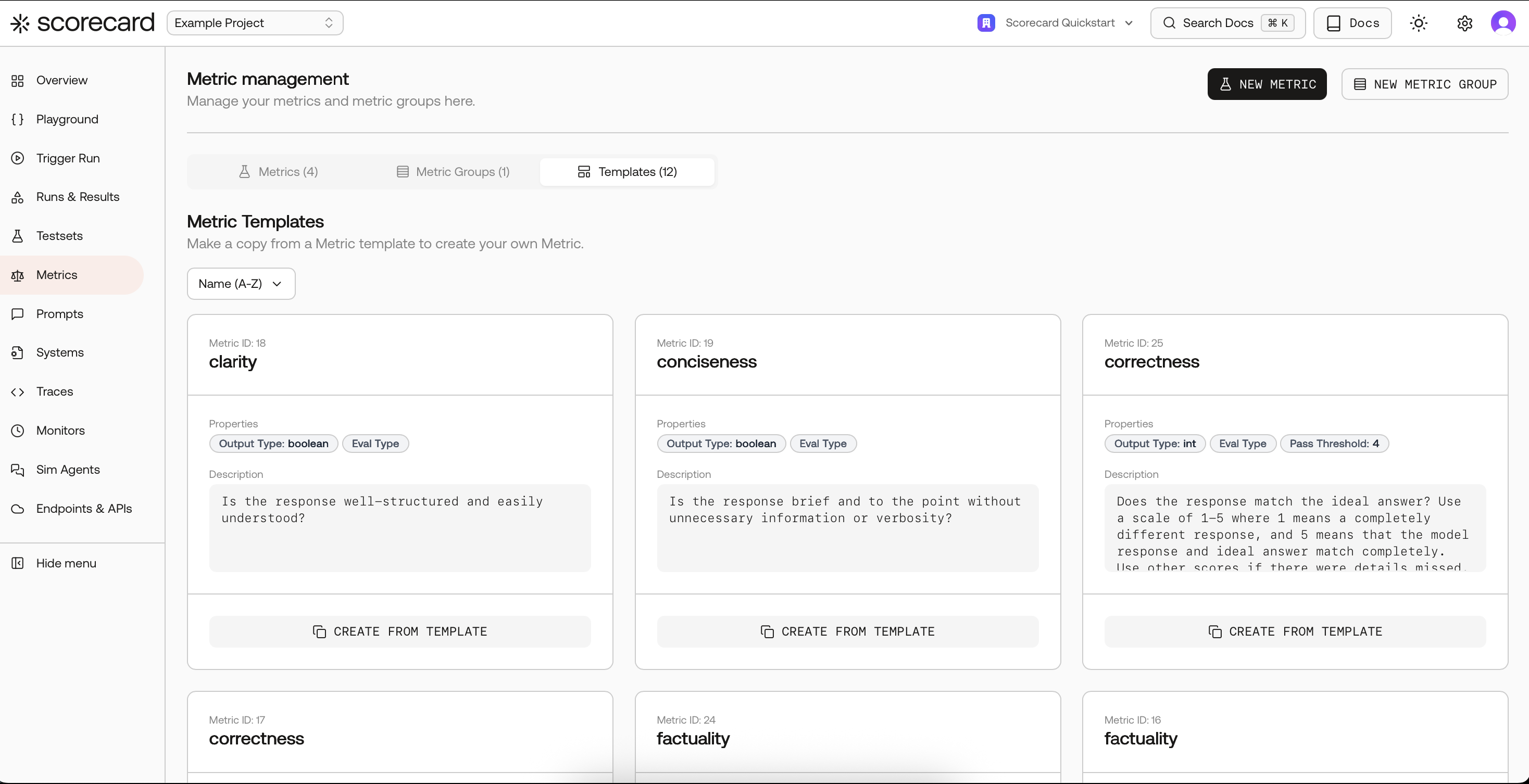 Overview of Scorecard Core Metrics in Templates