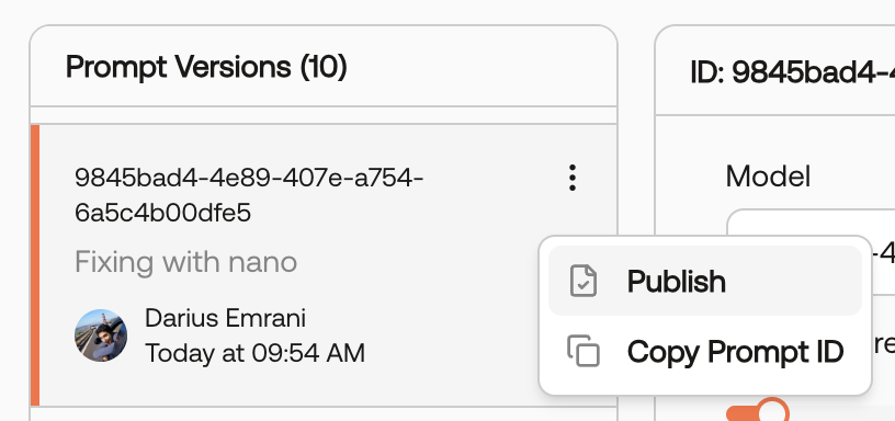 Screenshot of the prompt dropdown in the UI.